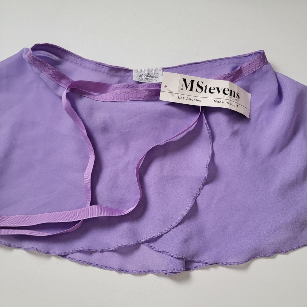 M Stevens Girls 34" Lavender Ballet Chiffon Wrap Skirt - Picture 3 of 12